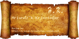 Hrivnák Krisztofer névjegykártya